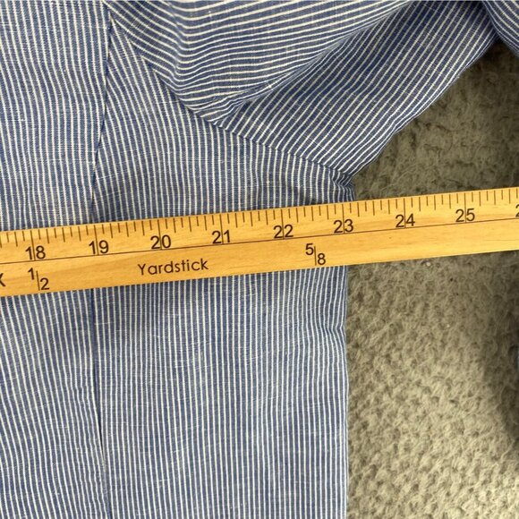 Gap Jacket Womens 20 Plus Academy Blazer Blue Mini Stripe Linen Blend Button NWT - Picture 9 of 11